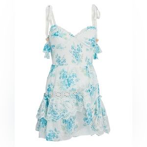 LoveShakFancy Olani Eyelet Cotton Mini Dress In Blue-It